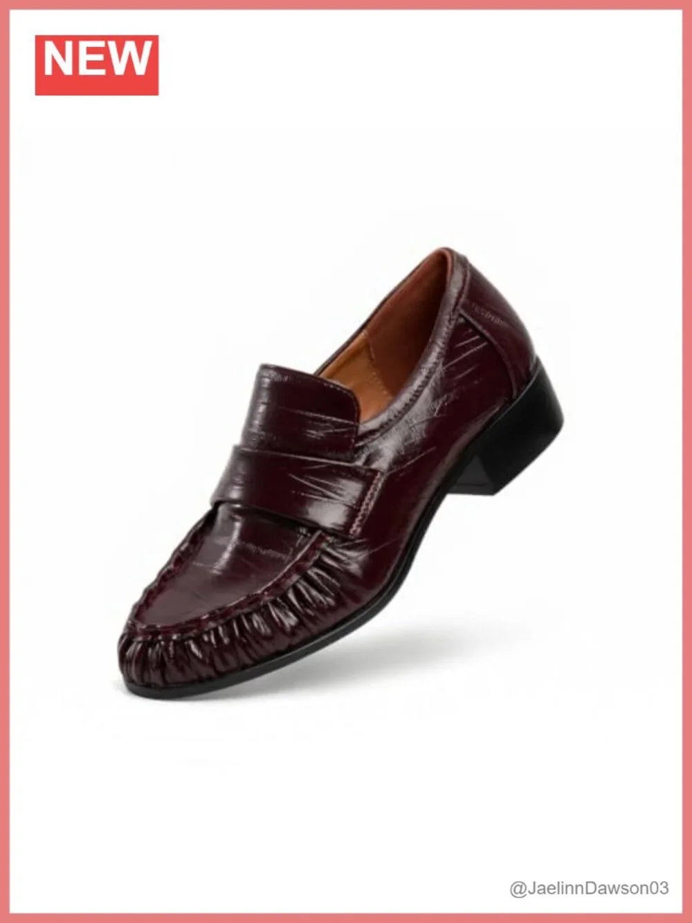Chunky Heel Penny Loafers Faux Leather Slip On Women